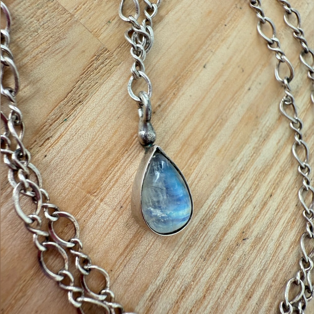 925 Sterling silver moonstone teardrop dainty chain necklace